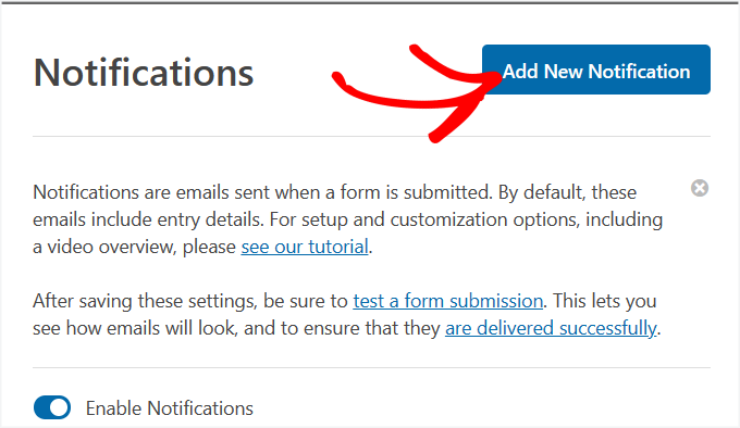 Add new notifications button Add new notifications button