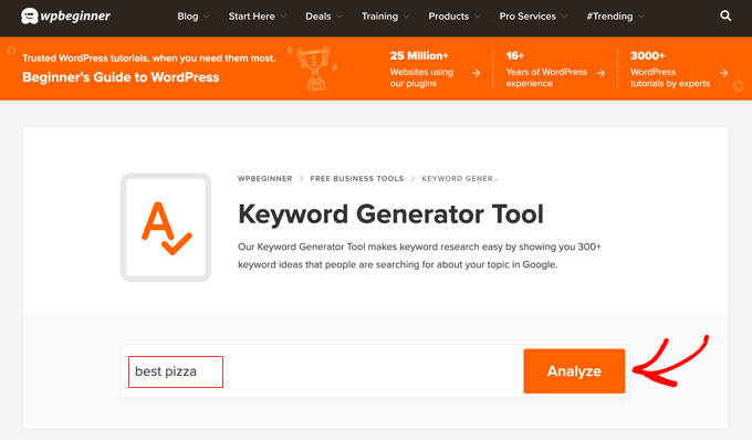 WPBeginner Keyword Generator Tool WPBeginner Keyword Generator Tool