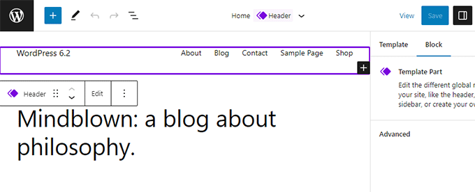 Template part editing in site editor Template part editing in site editor