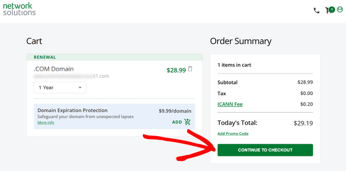 Continue to checkout to renew your domain Continue to checkout to renew your domain