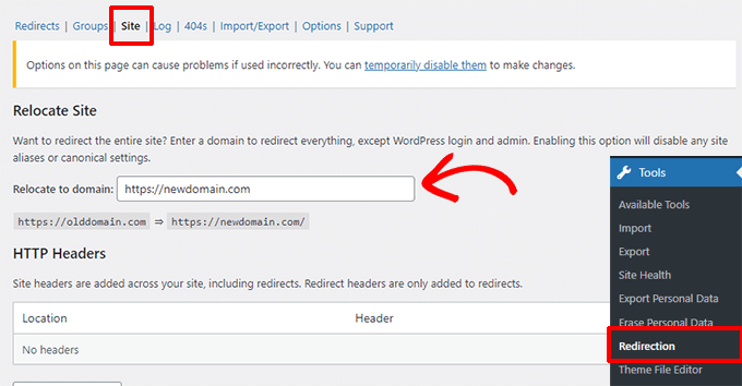 Redirection full site redirect Redirection full site redirect