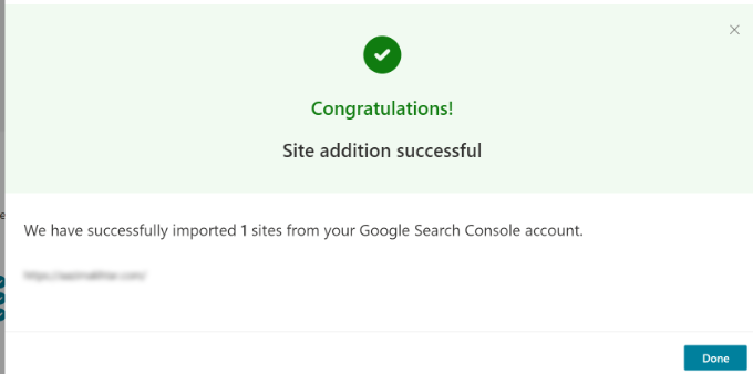Successful import message Successful import message