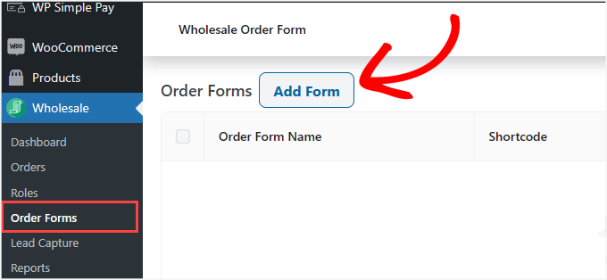 Add Wholesale form Add Wholesale form