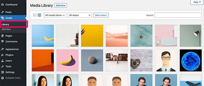 WordPress media library WordPress media library