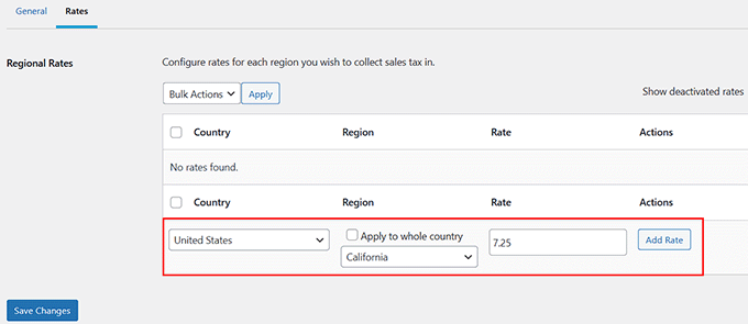 Add regional tax rates for global customers Add regional tax rates for global customers