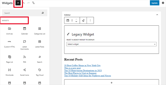 Widget blocks Widget blocks