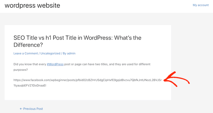 An example of an oEmbed error in WordPress An example of an oEmbed error in WordPress
