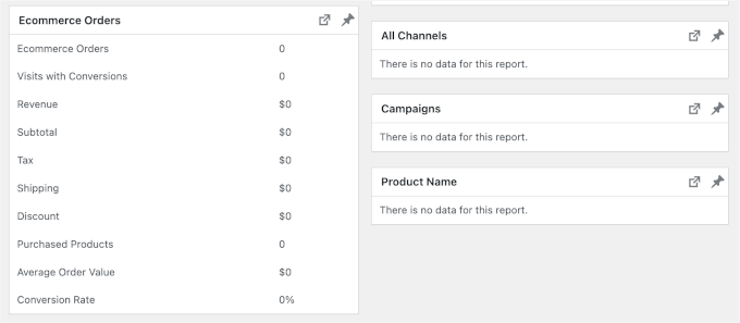 Matomo's eCommerce report summary Matomo's eCommerce report summary