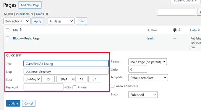 Change business directory page name Change business directory page name