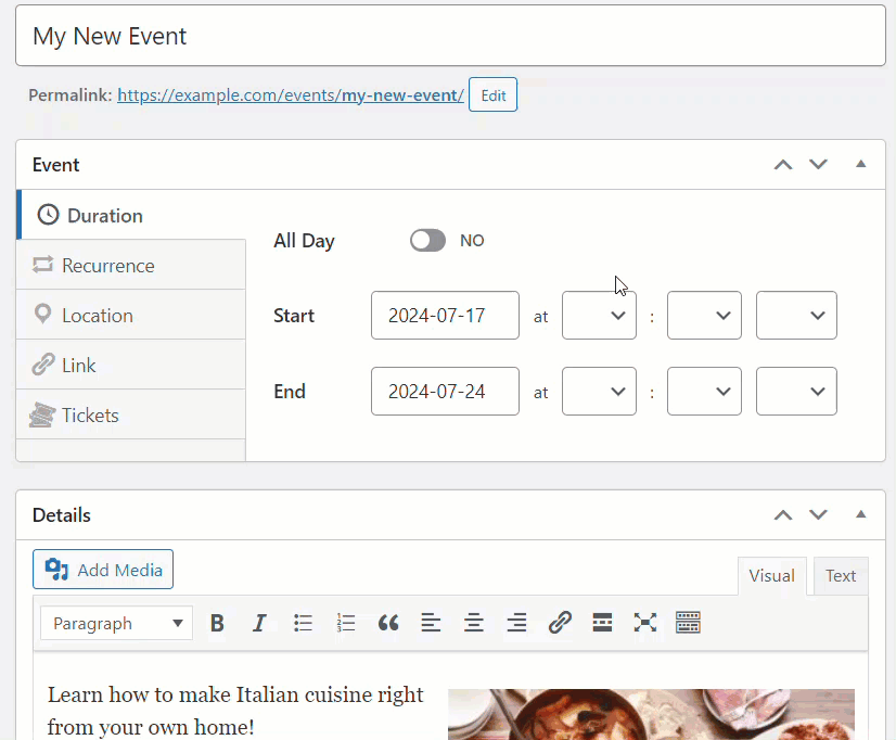 event builder sugar calendar event builder sugar calendar