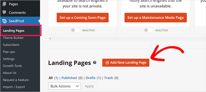 Add new landing page Add new landing page