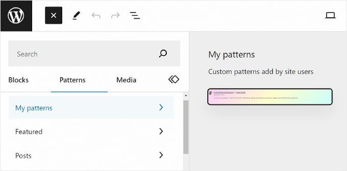 The Block Pattern directory in WordPress block editor The Block Pattern directory in WordPress block editor