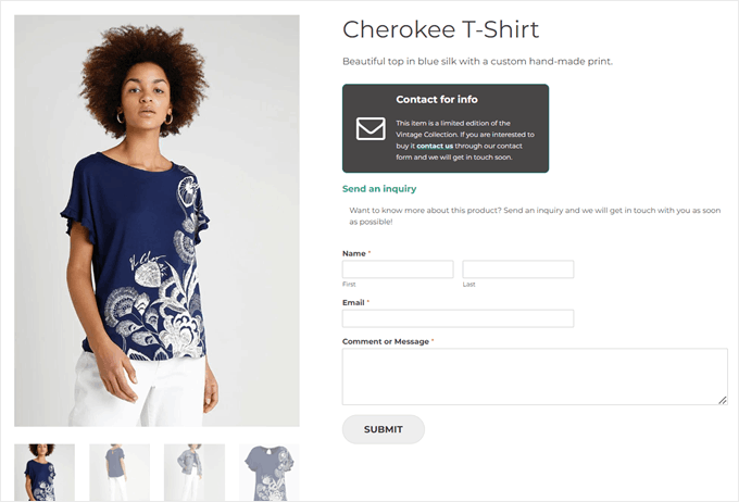 An example of an inquiry form made with YITH WooCommerce Catalog Mode An example of an inquiry form made with YITH WooCommerce Catalog Mode