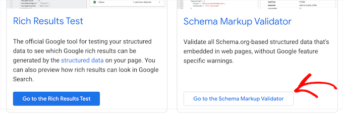 Go to schema markup validator test Go to schema markup validator test