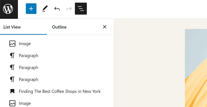 List block now shows outline and information panel List block now shows outline and information panel