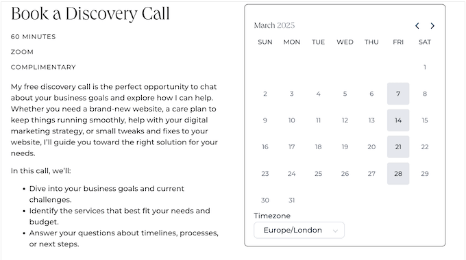 An online booking form, used to generate leads An online booking form, used to generate leads