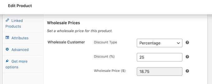 Setting a wholesale percentage discount Setting a wholesale percentage discount