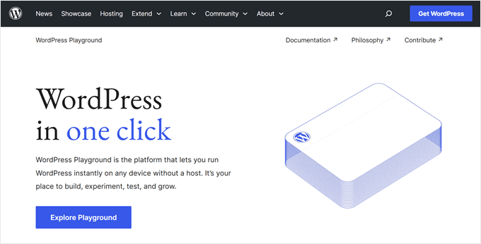 The landing page of WordPress Playground The landing page of WordPress Playground