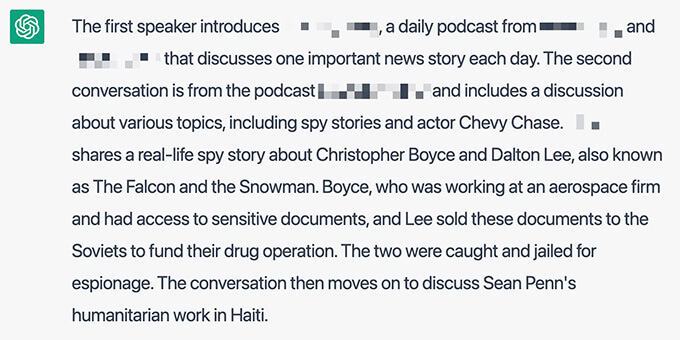 Podcast summary from OpenAI Podcast summary from ChatGPT