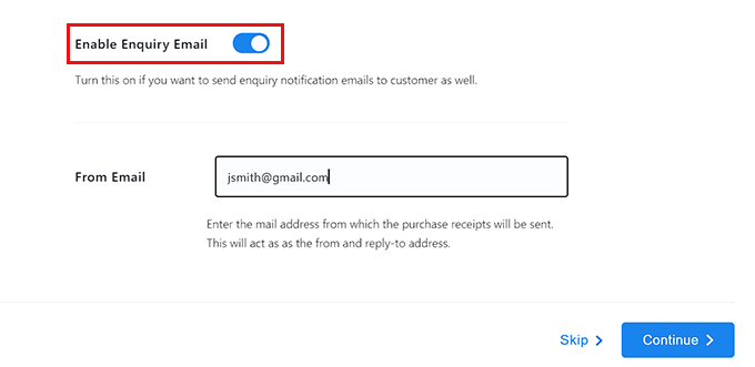 Enable email enquiry Enable email enquiry
