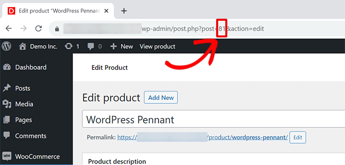 Product ID in browser's address bar Product ID in browser's address bar