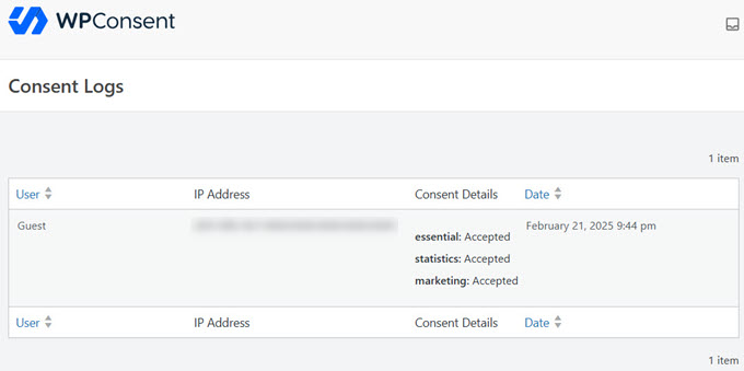 wpconsent consent logs wpconsent consent logs