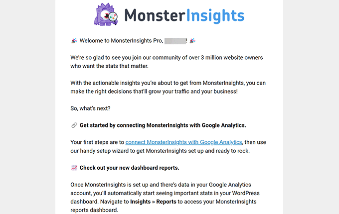 Welcome email example Welcome email example