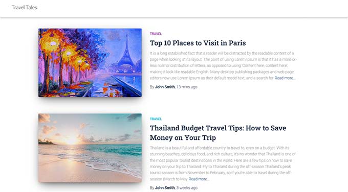 Travel business site home page Travel business site home page