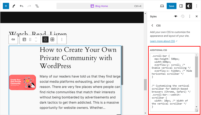 Inserting custom CSS in full-site editor Inserting custom CSS in full-site editor
