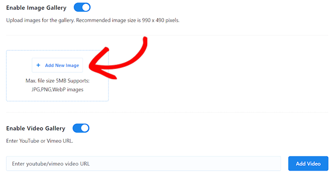 Enable the image and video gallery Enable the image and video gallery