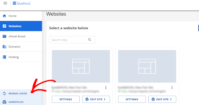 Renewal center in Bluehost Renewal center in Bluehost