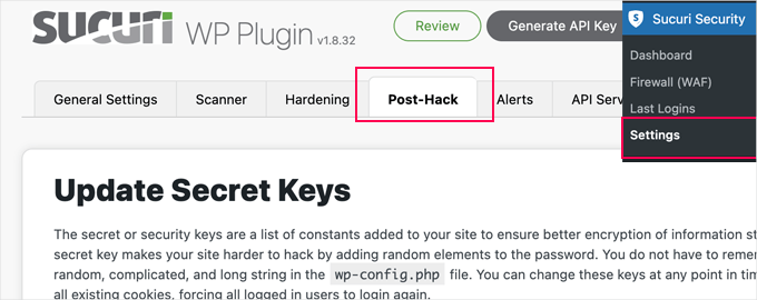 Update security keys using Sucuri Update security keys using Sucuri