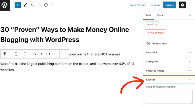 Adding an excerpt to a WordPress post Adding an excerpt to a WordPress post