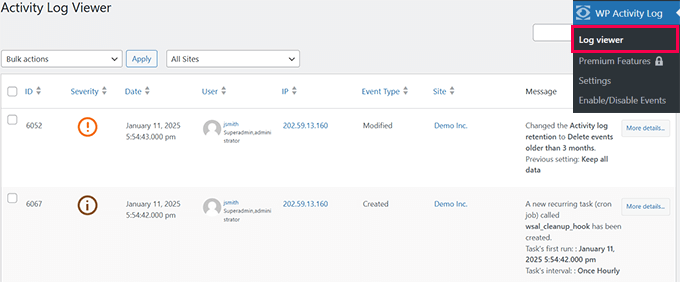 WP Activitiy Log viewer WP Activitiy Log viewer