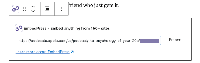 Embedding the APple Podcasts link Embedding the APple Podcasts link