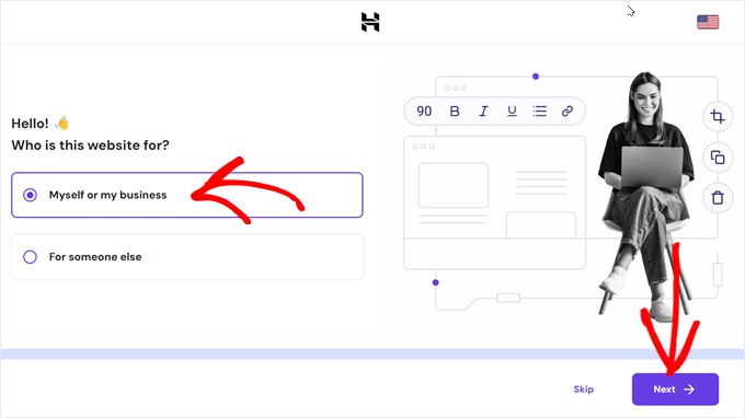 The Hostinger onboarding wizard for WordPress websites The Hostinger onboarding wizard for WordPress websites