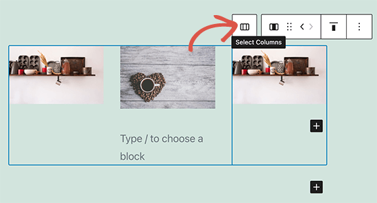 Parent block button in the toolbar Parent block button in the toolbar