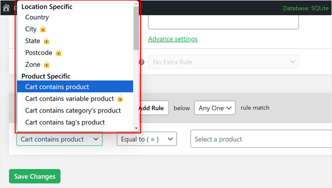 Choosing what factor to apply the conditional logic to hide the shipping options to Choosing what factor to apply the conditional logic to hide the shipping options to