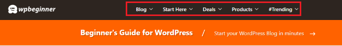 An example of a dropdown navigation menu An example of a dropdown navigation menu