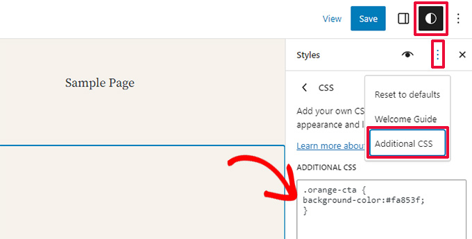 Custom CSS in site editor Custom CSS in site editor
