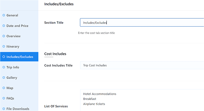 Configure inlcudes excludes section Configure inlcudes excludes section