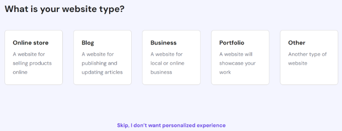 Select your website type Select your website type