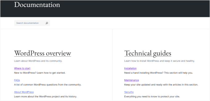 WordPress documentation WordPress documentation