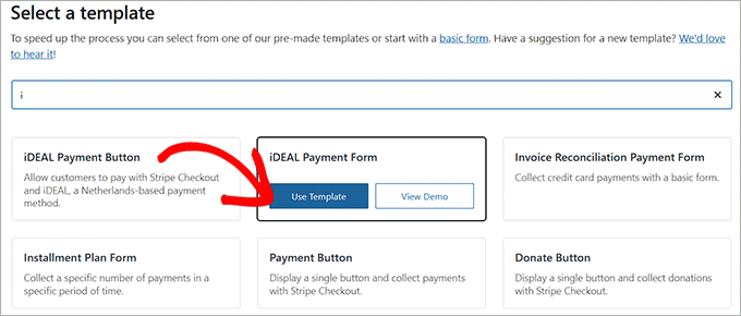 Choose the iDEAL payment form template Choose the iDEAL payment form template