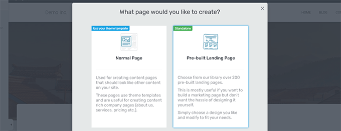 Normal vs Landing page Normal vs Landing page