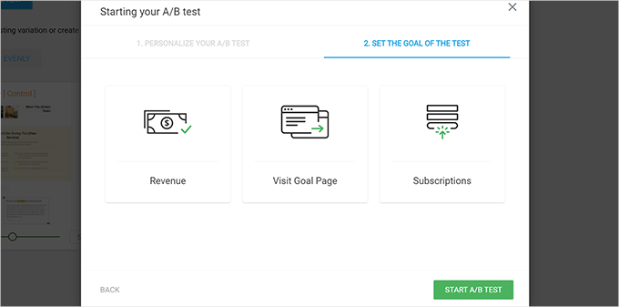 Set test goal Set test goal
