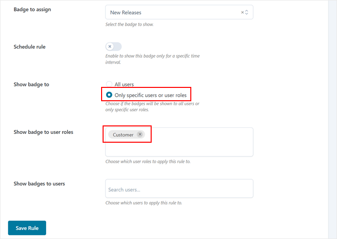 Creating a user role rule for the product badge with YITH Creating a user role rule for the product badge with YITH