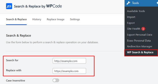 Better search and replace plugin settings Add URLs into the search and replace fields