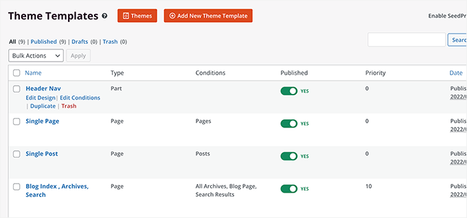 Theme templates Theme templates