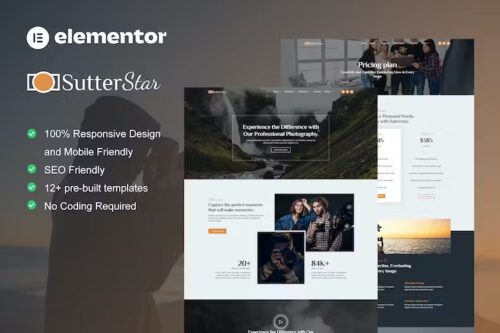 SutterStar – Photography Services & Portfolio Elementor Template Kit